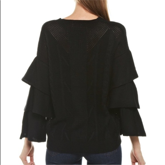 BLACK RUFFLE SLEEVE TOP NEW - Picture 2 of 4